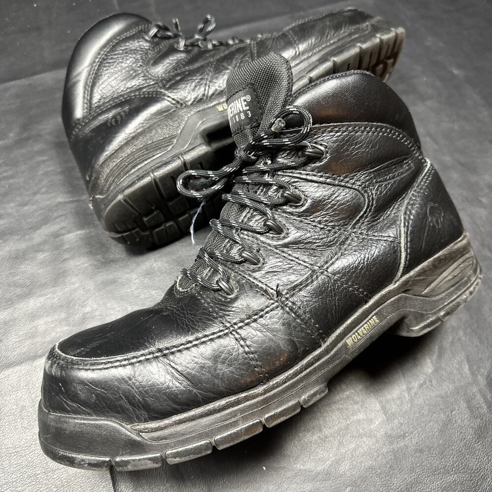 Wolverine Boots Mens Size 9.5 M Steel Toe Floorhand LX Work Black Leather 669